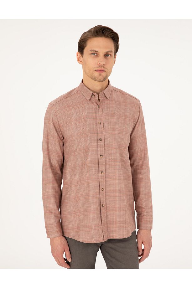 Turuncu Regular Fit Uzun Kollu Gömlek 50292241-VR051 - 3