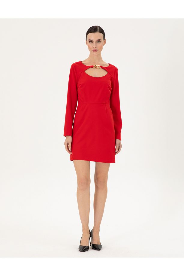 Kırmızı Regular Fit Dokuma Elbise 50292372-VR030 - 3