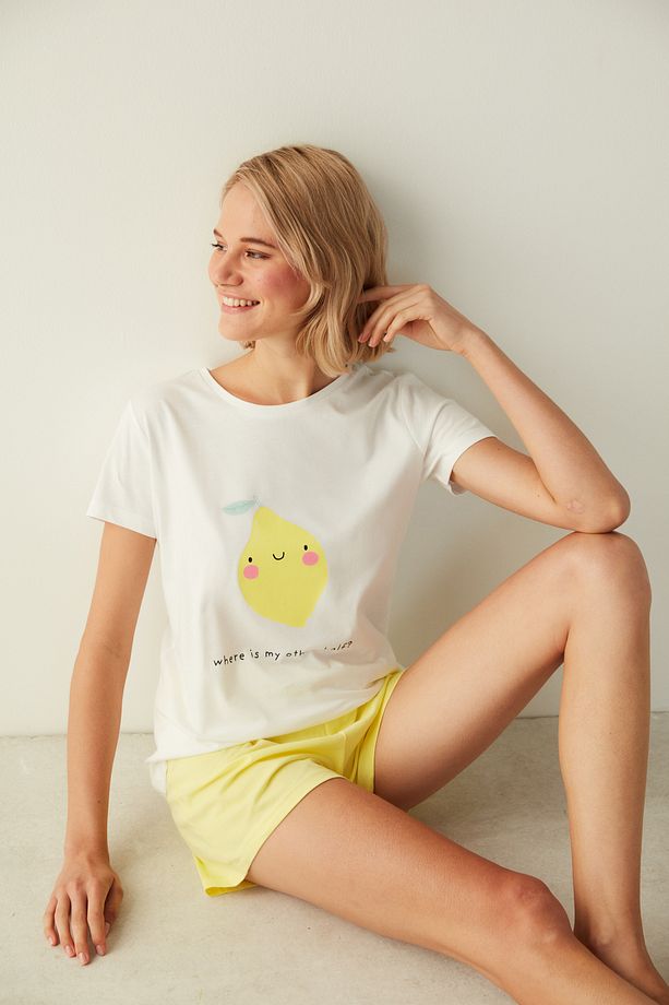 Limon Baskılı Tişört Şort Pijama Takımı - 1