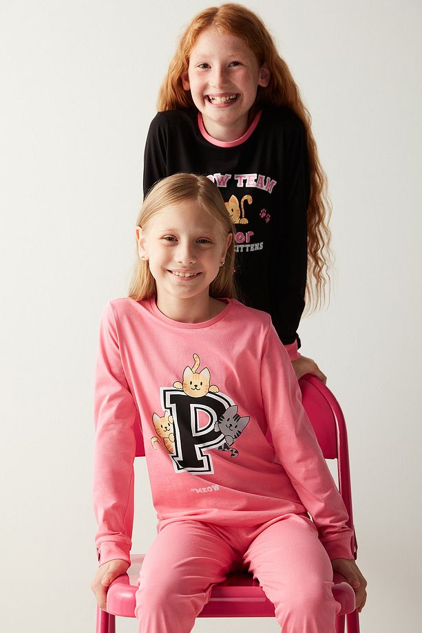 Kız Çocuk Meow Team 2li Pijama Takımı - 1