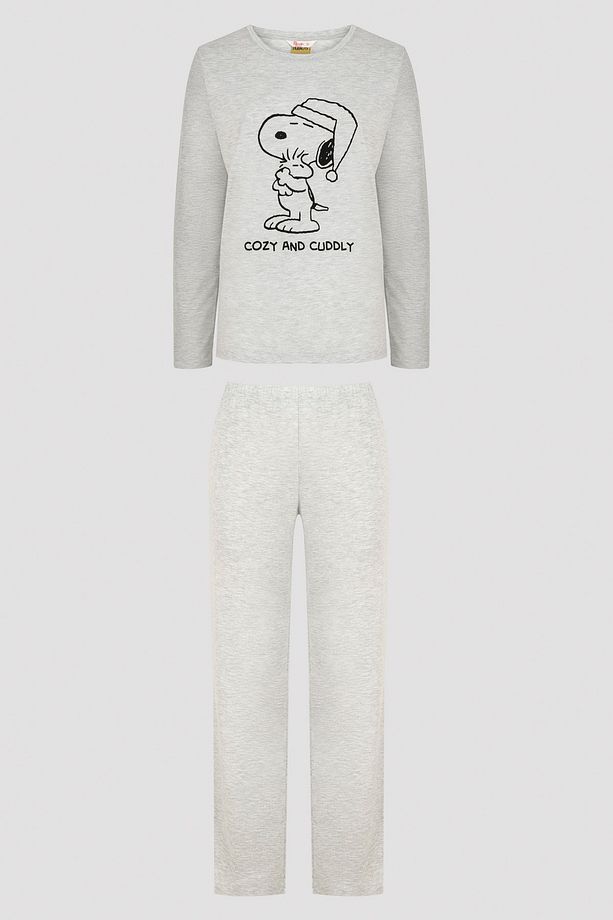 Açık Gri Melanj Base Lic Cozy And Cuddly Pijama Takımı - 6