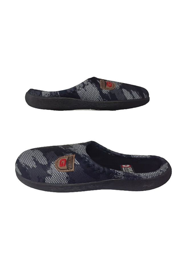 Men's Black-White-Grey Patterned Orthopedic Sole Daily Indoor Slippers Gzeer202-302