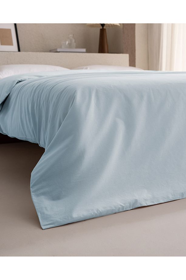 Manon King Size %100 Pamuk Ranforce Düz Nevresim - Mavi - 2