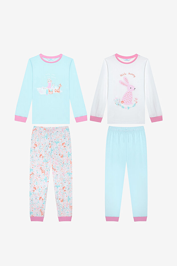 Cotton Girl's Picnic 2-Piece Multicolor Pajamas Set