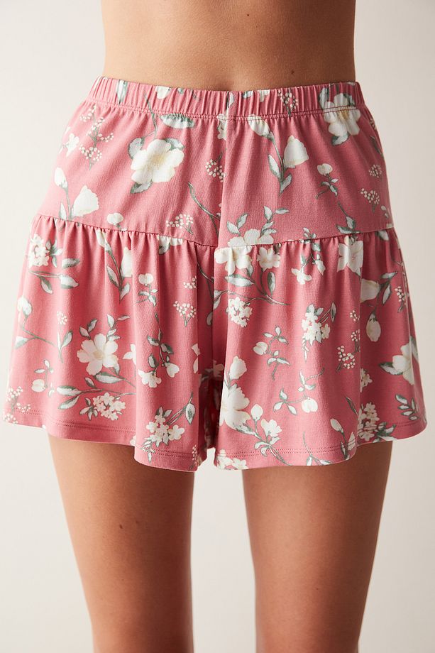 Floral Pembe Şort Pijama Altı - 2