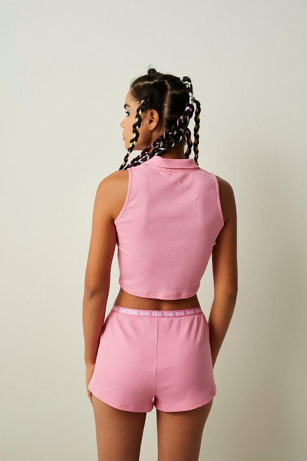 Begony Pembesi Bu4u Cool Şort Pijama Takımı - 6