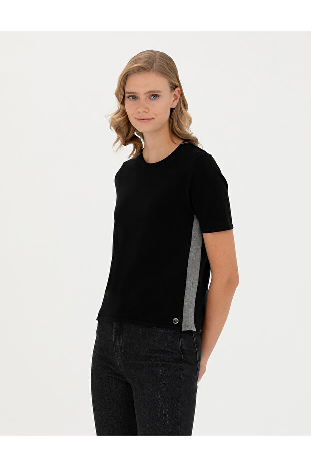 Black Slim Fit Crew Neck T-Shirt 50278909-Vr046