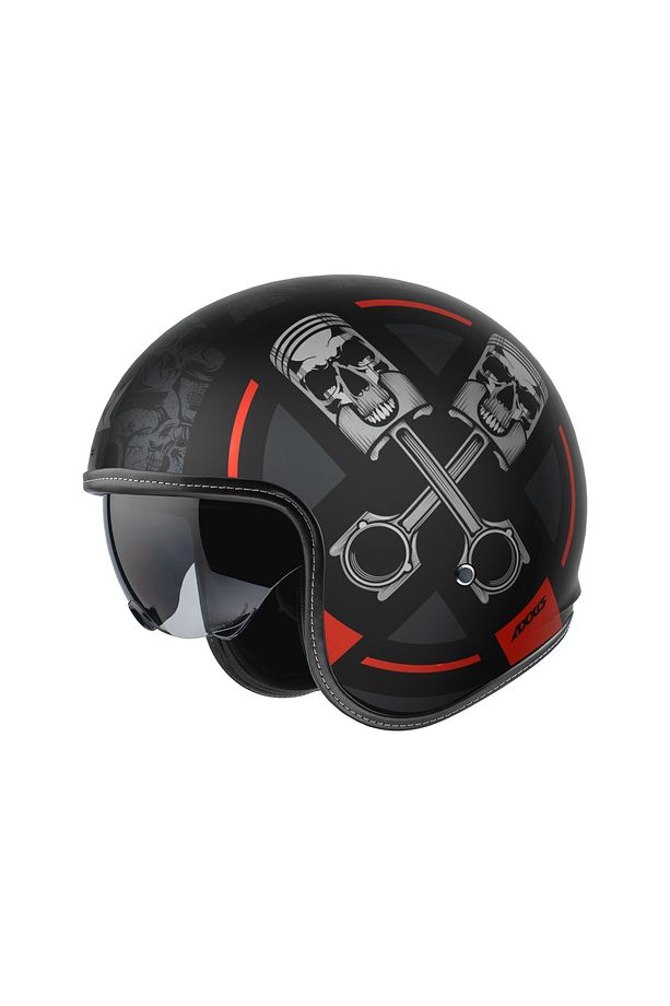 HORNET S SV SKULLS B5 MATT RED MOTOSİKLET KASKI - 1