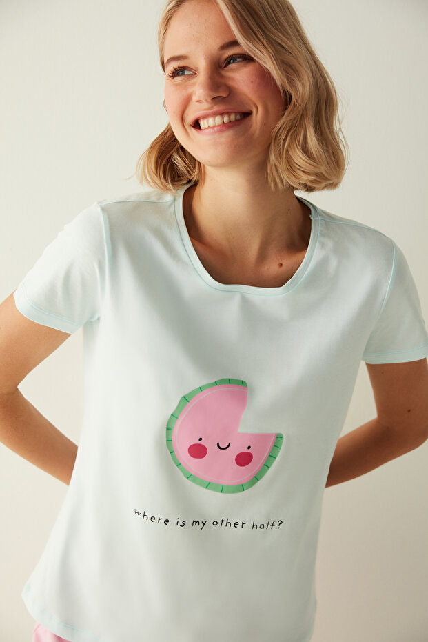 Karpuz Baskılı Tişört Şort Pijama Takımı - 3