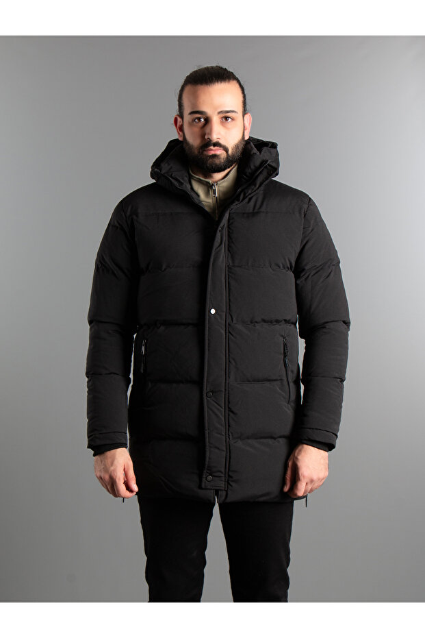 Erkek Siyah Uzun Şişme Kaban 924 - 3