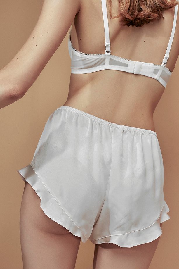 Açık Lila Elegant Fırfır Detaylı Saten Şort Pijama Altı-gelin Koleksiyonu - 4