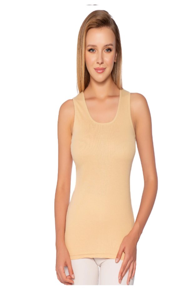 6-Pack Women's Skin-Colored Tank Top Wide Straps Ribbed Plain Trim