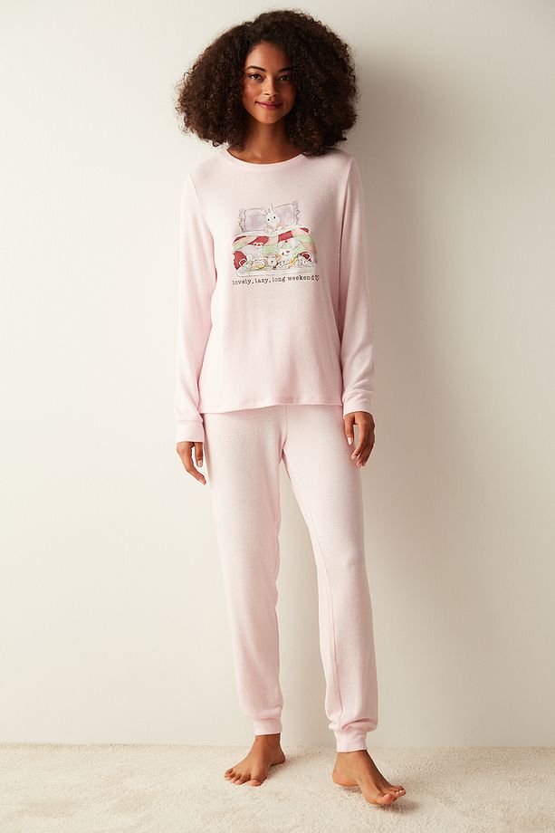 Weekend Uzun Kollu Pembe Pijama Takımı - 1