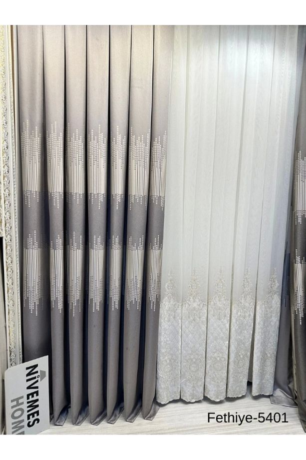 Nivemeshome Fethiye 614178 Gri V-5401 1/3 Sık Pileli Fon Perde Apm - 4