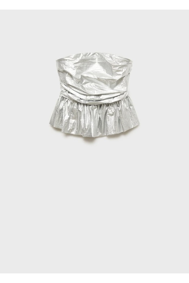 Metalik straplez bluz - 3