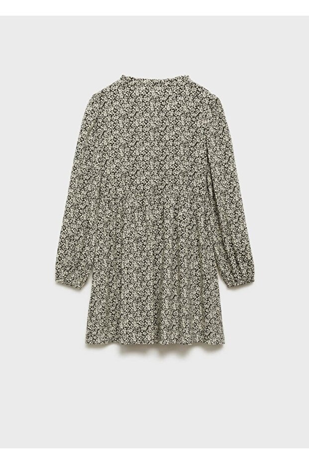 Düğmeli desenli elbise - 4