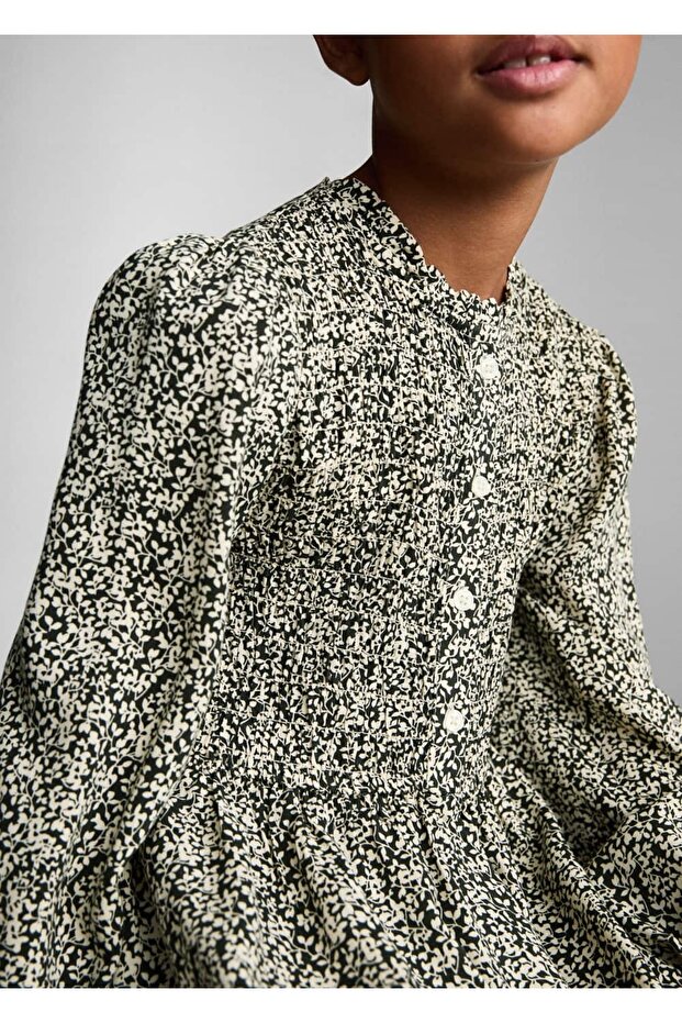 Düğmeli desenli elbise - 5