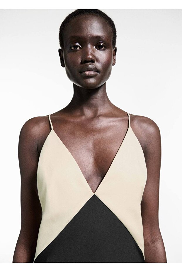 Zweifarbiges Satinkleid - 5