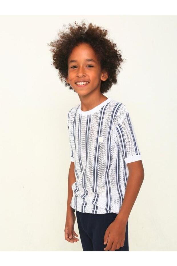 Boy - Striped Perforated Knitwear T-shirt