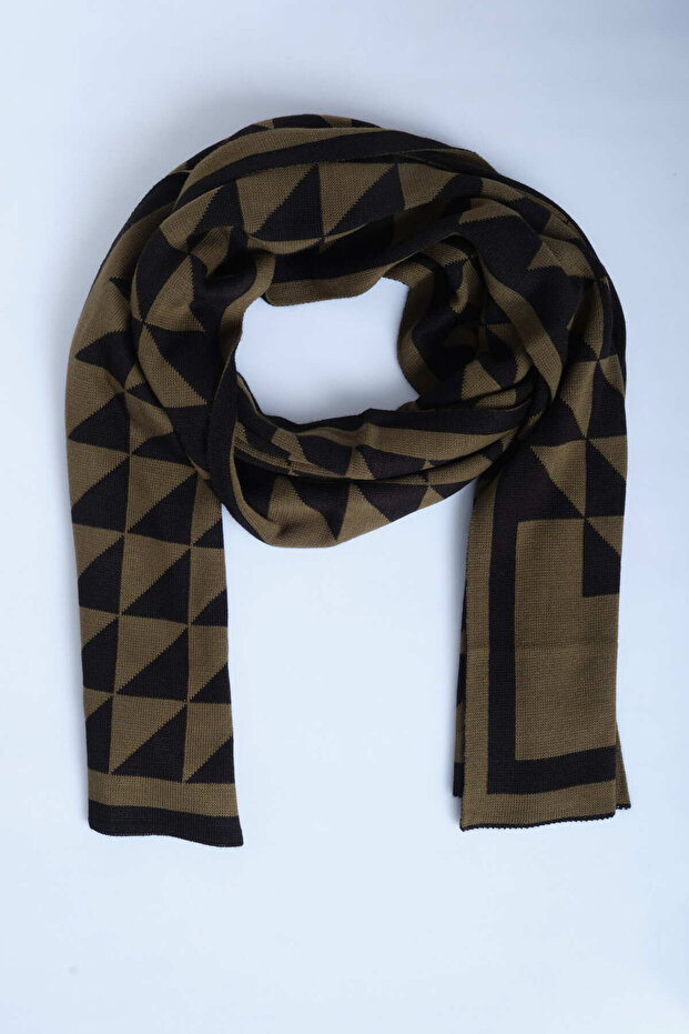 Üçgen Desenli Triko Örme Atkı - 6