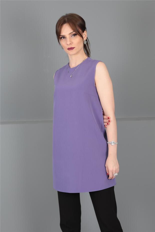 Zero Neck Sleeveless Blouse-Lilac - 3001100
