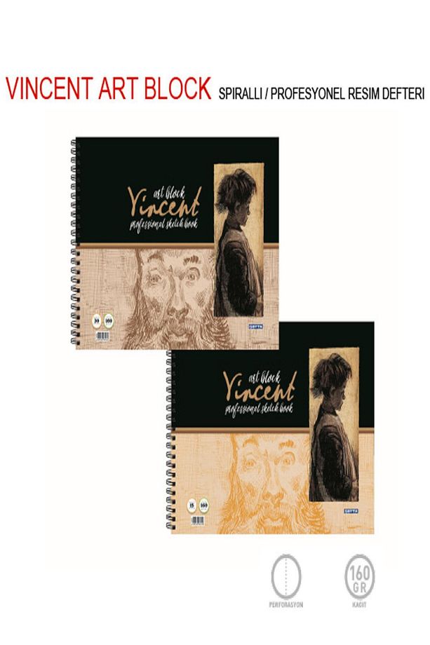 Gıpta Wincent Art Block 25X35 Spiralli Profesyonel Resim Defteri 15 Yaprak 2592 - 1