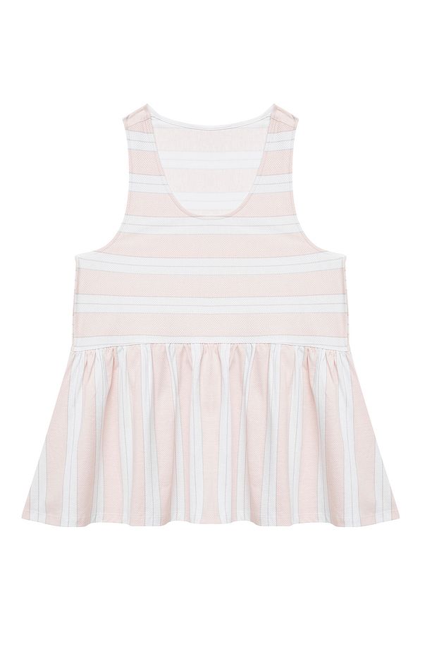 Beyaz Çizgili Atlet Pijama Üstü - 5