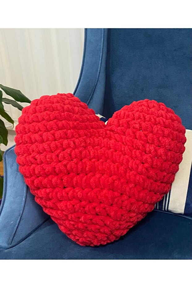 Puffy Heart Pillow Knitted Heart Pillow Large Size