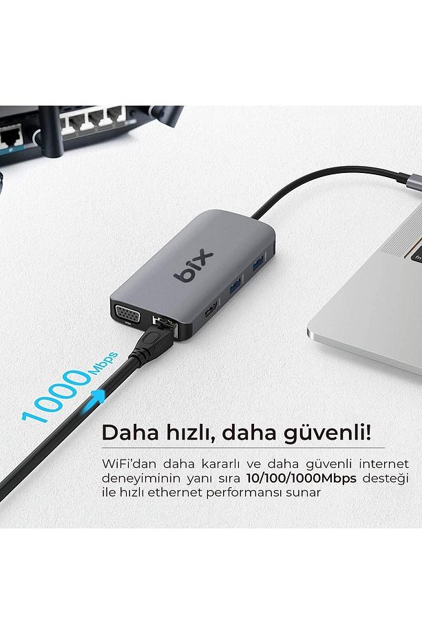 Bx17hb Type-c To Gigabit Ethernet Hdmı Pd Usb 3.2 Micro Sd/sd Vga Çoklayıcı Adaptör - 5