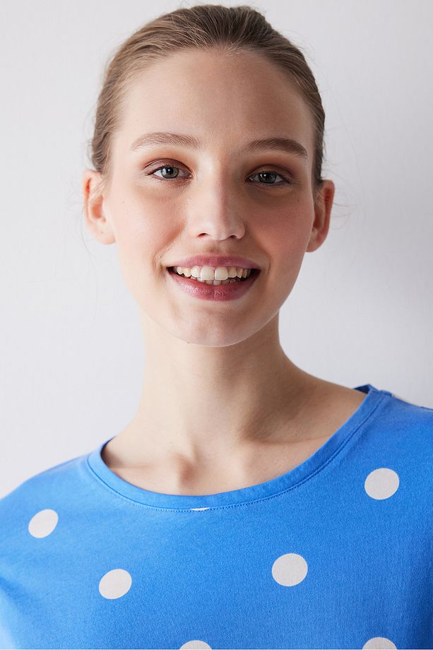 White Dotted Pantolon Pijama Takımı - 3