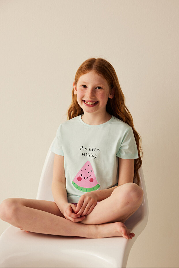 Girl's Watermelon Printed Pajama Set