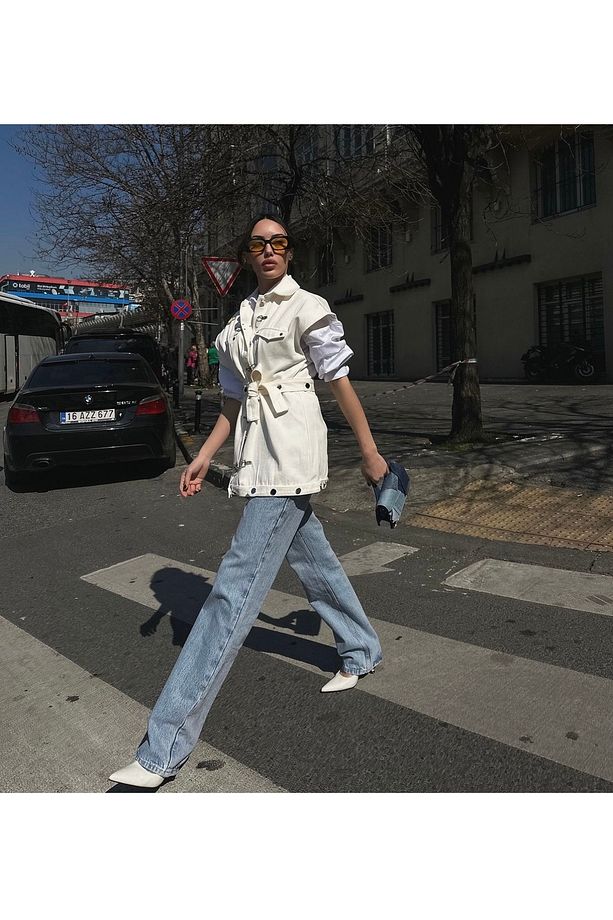 Kadın Marka Model Denim Yelek - 1