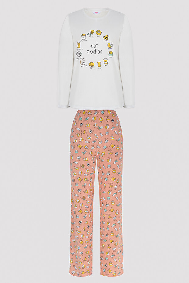 Pyjama-Set mit Katzen-Sternzeichen-Hose - 5