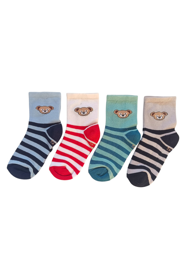 4 Pairs of Children's Socks with Cute Bear Pattern