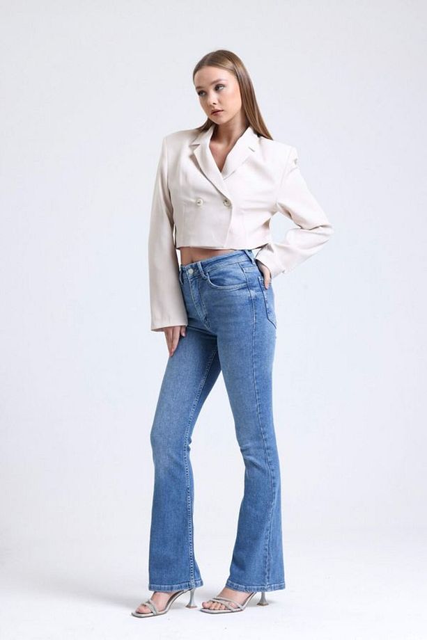 Yüksek Bel Flare Jeans - 4