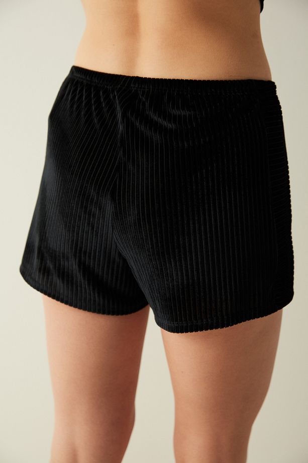 Siyah Kadife Şort Pijama Altı - 4