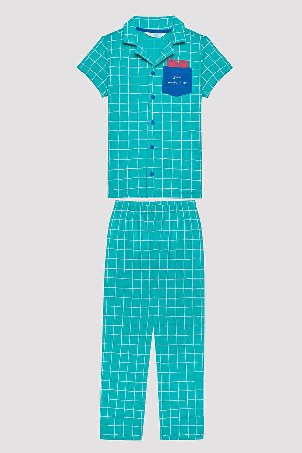 Boy's Snacks Buttoned Multicolor Pajamas Set - 1