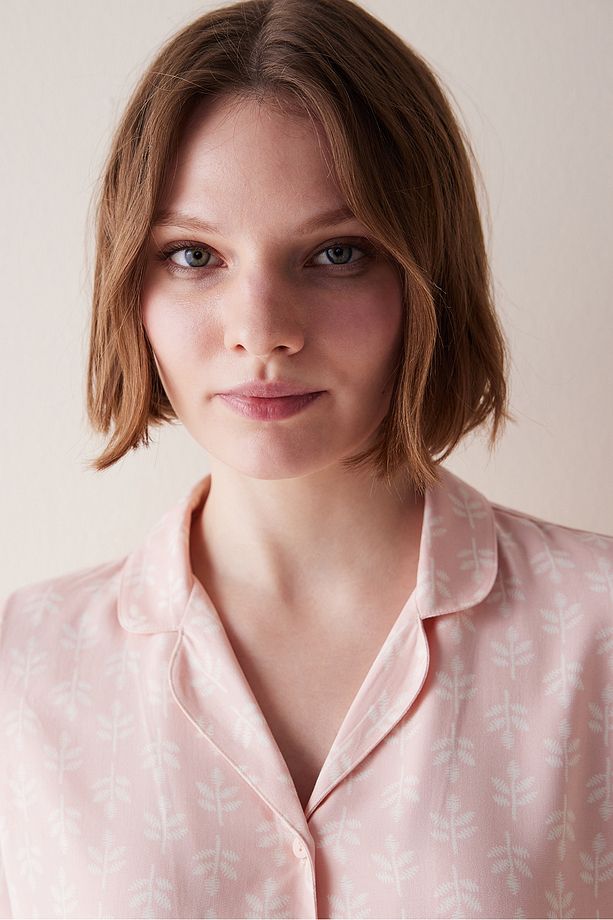 Josie Desenli Pembe Gömlek Pijama Takımı - 3