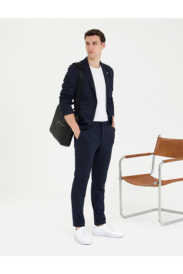 Navy Blue Ex. Slim Fit Wool Blend Suit 50267031-Vr033