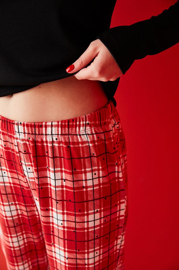 Çok Renkli Dark Checked Termal Pointel Pijama Takımı - 5
