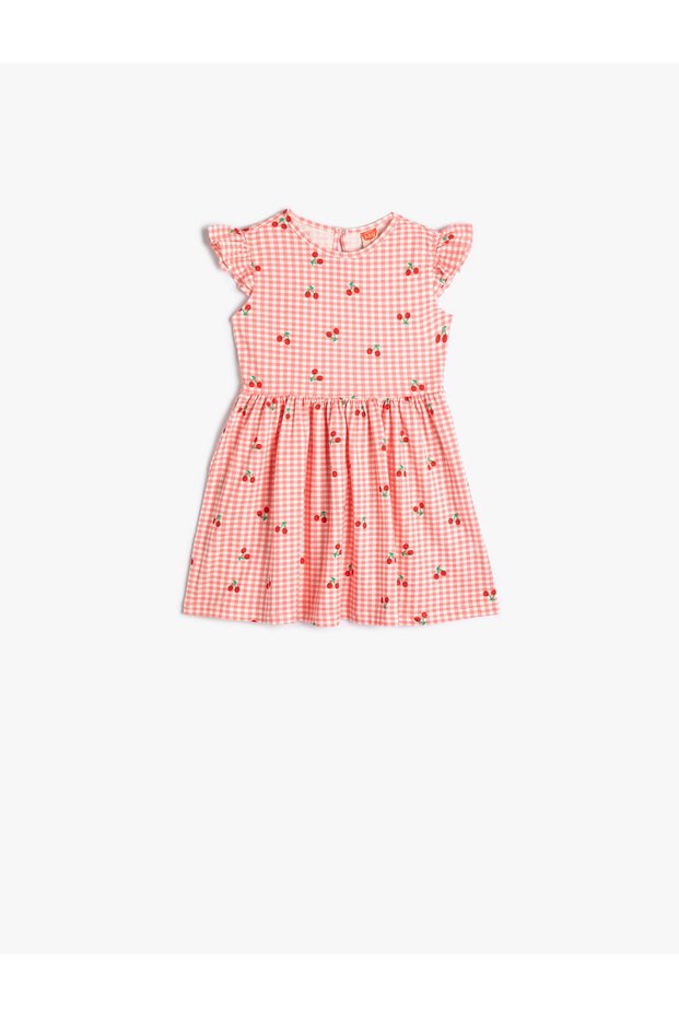Dress Sleeveless Ruffle Cherry Printed