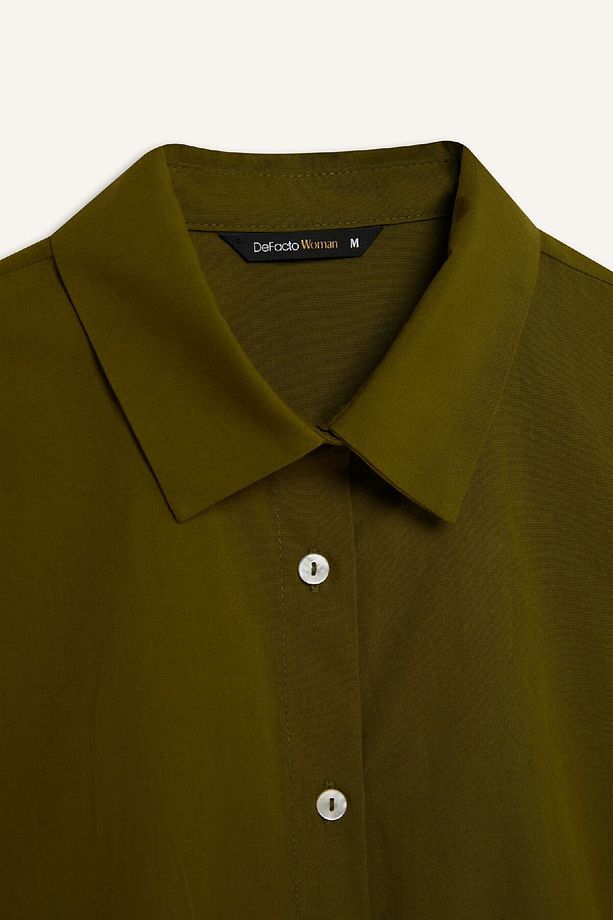 Oversize Geniş Kalıp Poplin Basic Düz Uzun Kollu Gömlek E2677ax24wn - 2