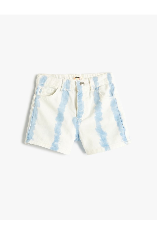 Denim Shorts Mini Tie-Dye Patterned Cotton