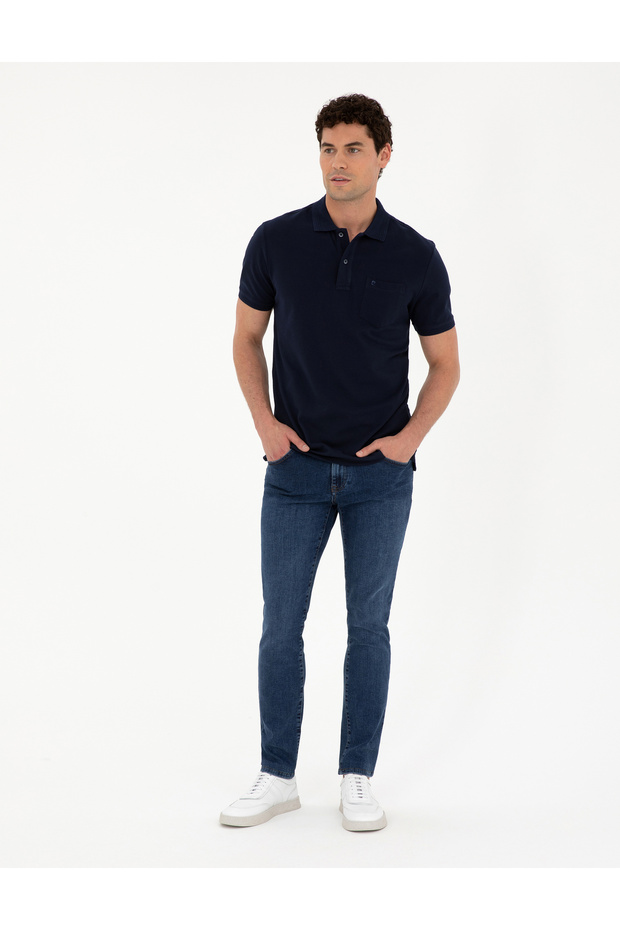 Lacivert Regular Fit Basic Tişört 50280753-VR033 - 4