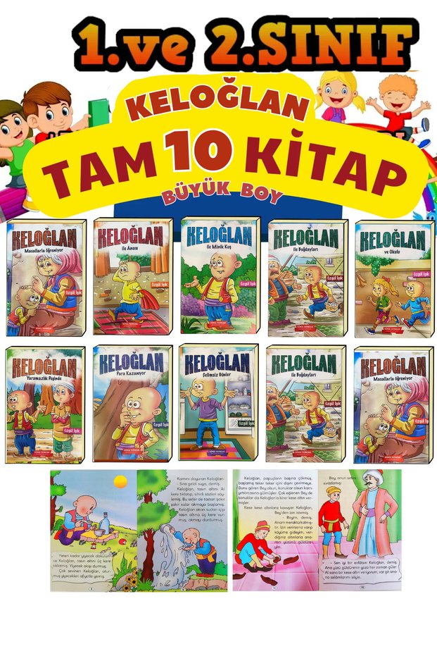 Super Story Set Suitable for Ages 3-8 (KELOĞLAN 10'LU HİKAYELER)