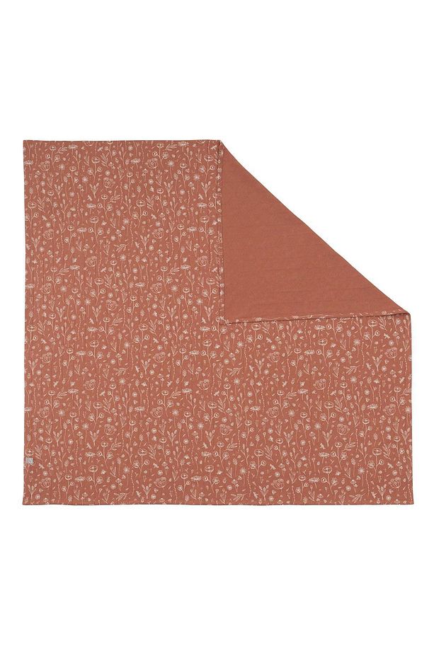 Çok Amaçlı Pamuklu Bebek Örtüsü 100x100 Cm Bahar Çiçekli Kiremit - 4