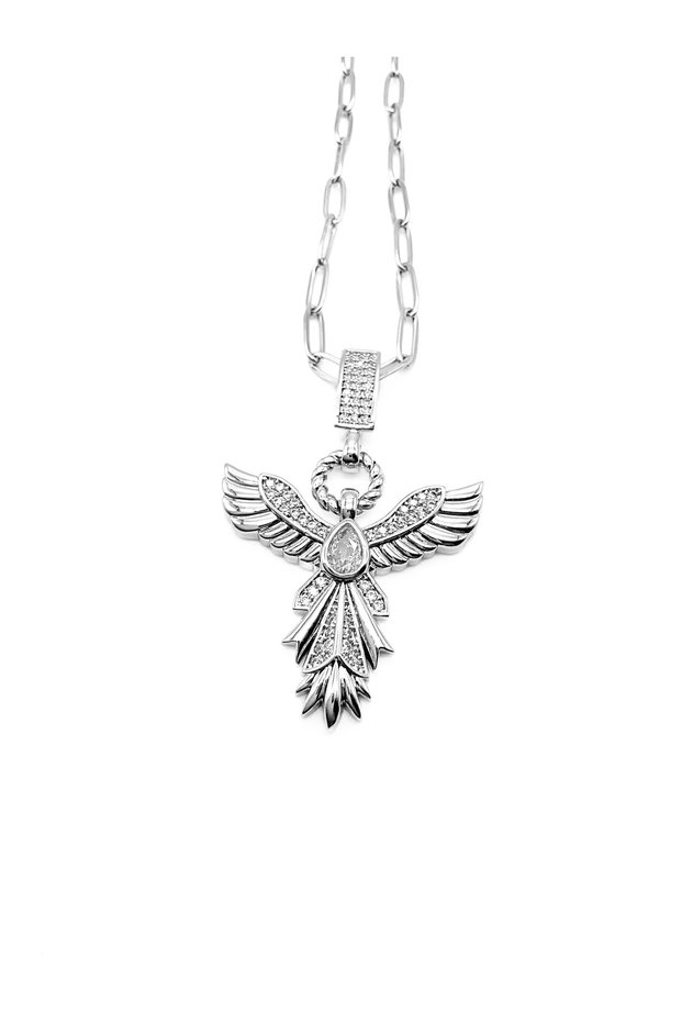 Youday Steel Paperclip Chain Phoenix Necklace