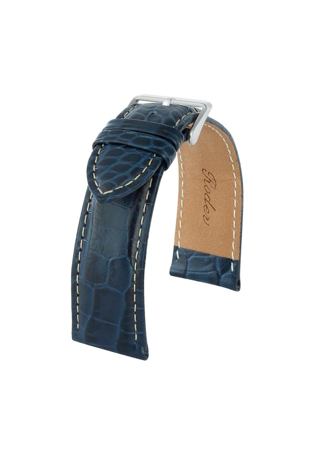 R4134W Leather Strap - Blue-White - 22mm