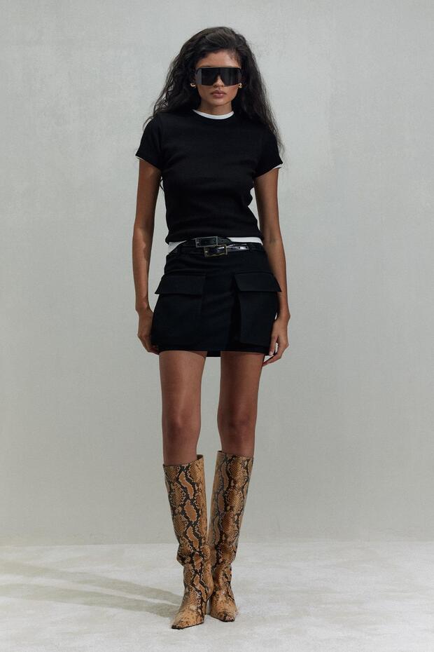 Siyah Evia Basic Tişört - 2