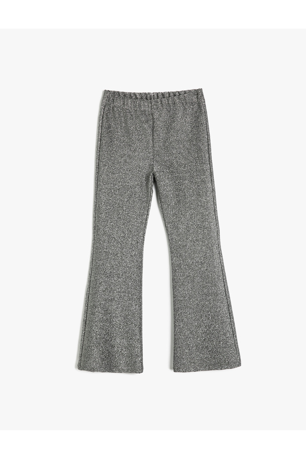 Flared Leg Trousers with Elastic Waist